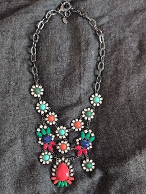 Amrita Singh Statement Bib Necklace with Multicolor Gem Accents